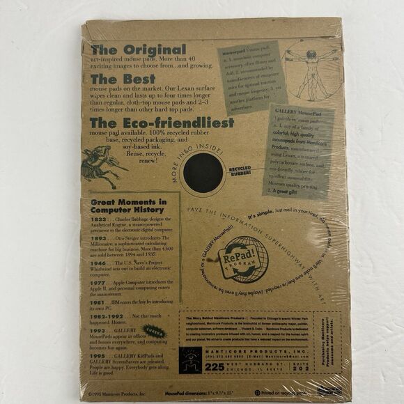 VTG Frank Lloyd Wright Architect Mouse Pad Old Fashioned Window Design 1995 New - Picture 4 of 5